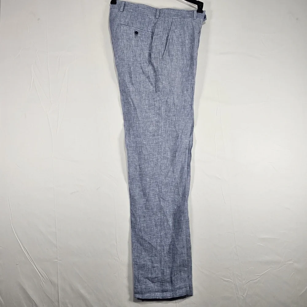 Bar III Men's Slim Fit 100% Linen Suit Pants Blue 30W‎ 32L New